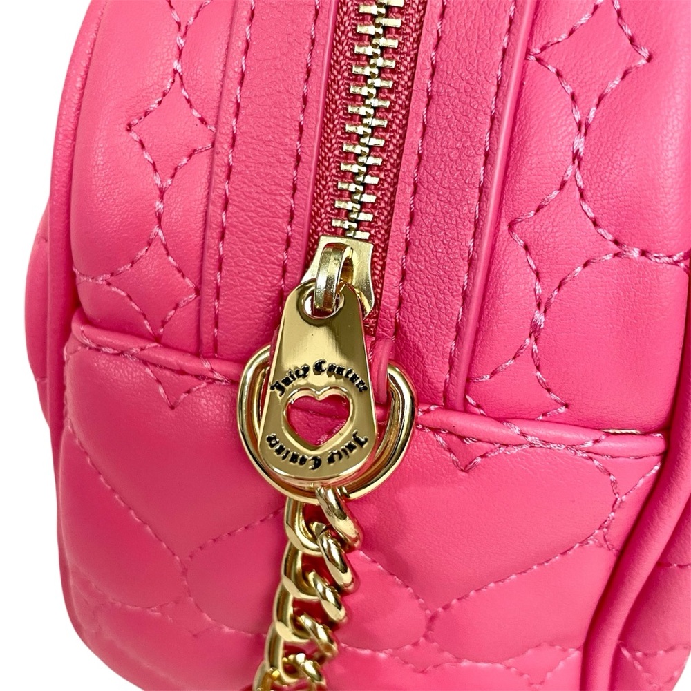 Juicy Couture Dome Satchel Pink Heart Quilted Purse Handbag Crossbody Bag NWT - Picture 6 of 10